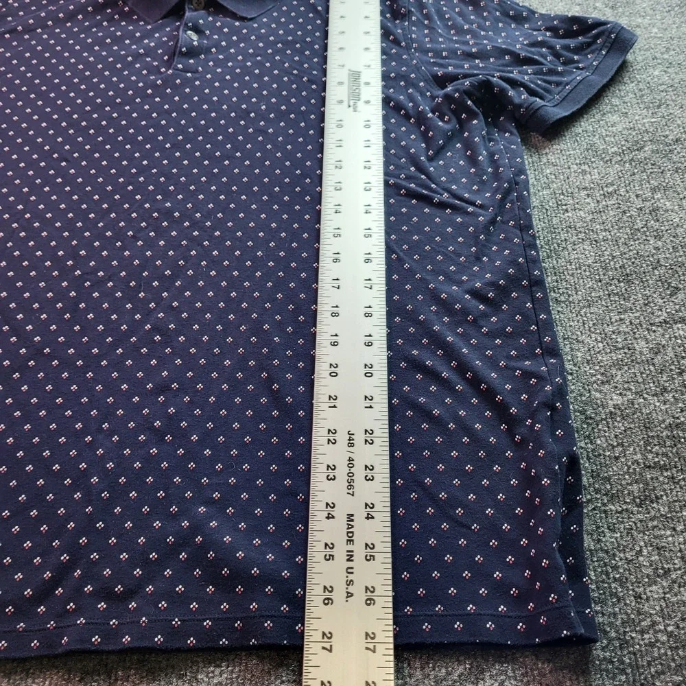 Banana Republic Mens Tall XL Luxury Touch Polo Shirt Navy Geometric Print Standa